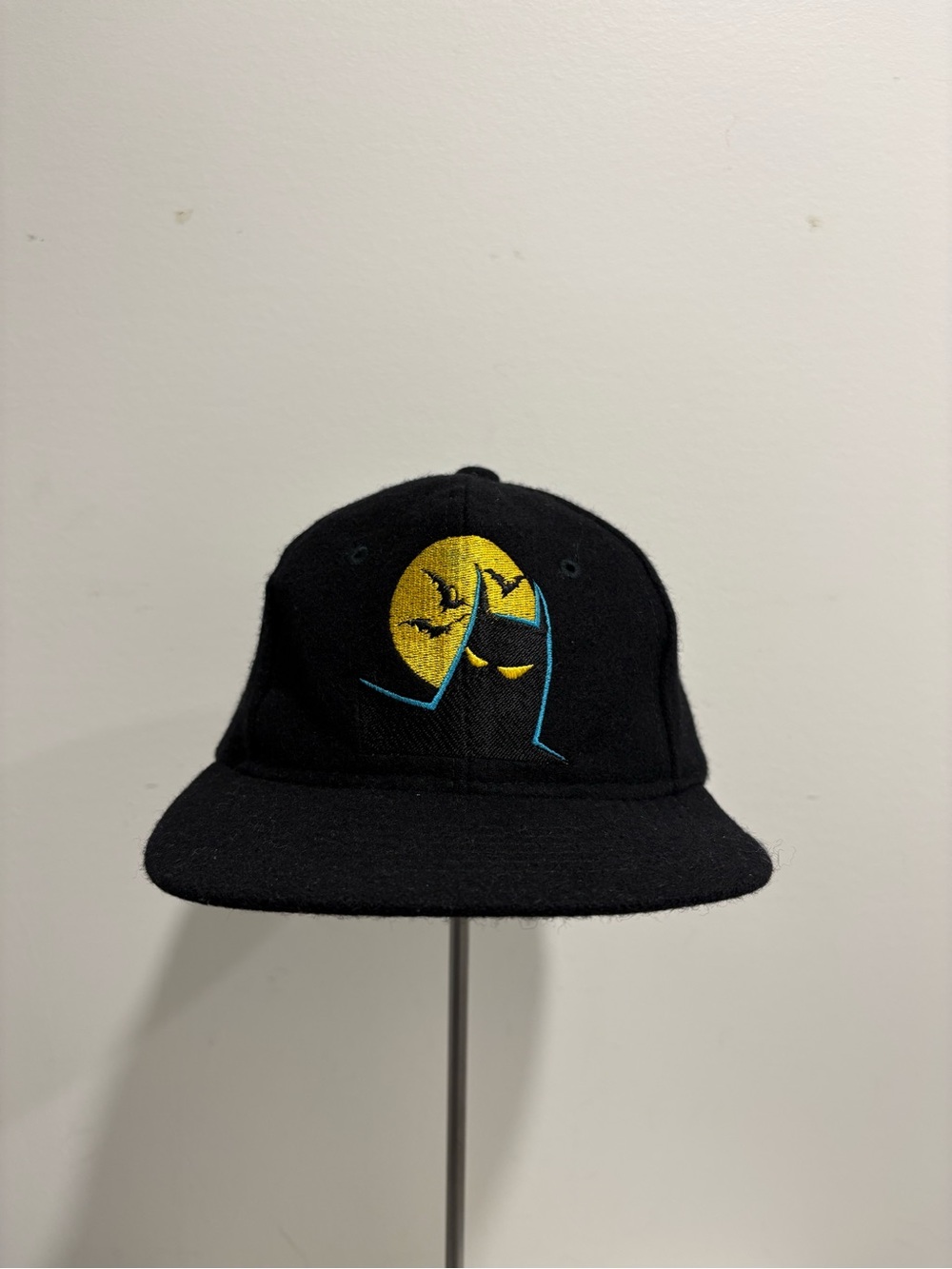 Vtg Batman The Animated Series Snapback Hat 90s Black Embroidered Wool Blend